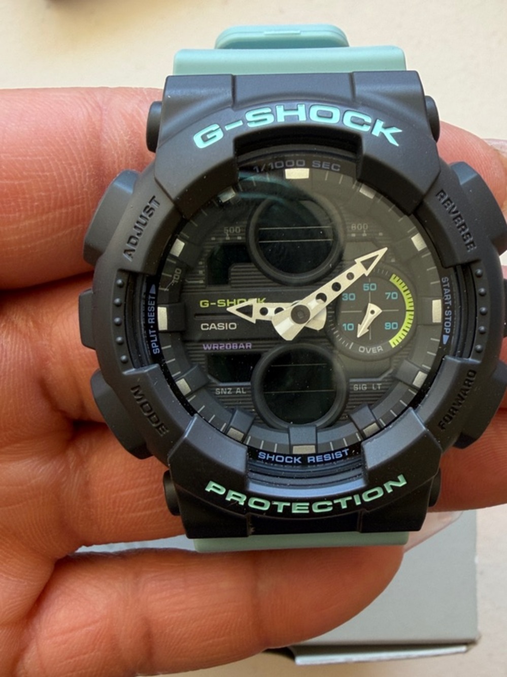Casio G-Shock Black and Mint Green Sport Watch